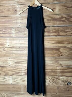 Lauren Ralph Lauren Black Sleeveless Maxi Dress with High Neck